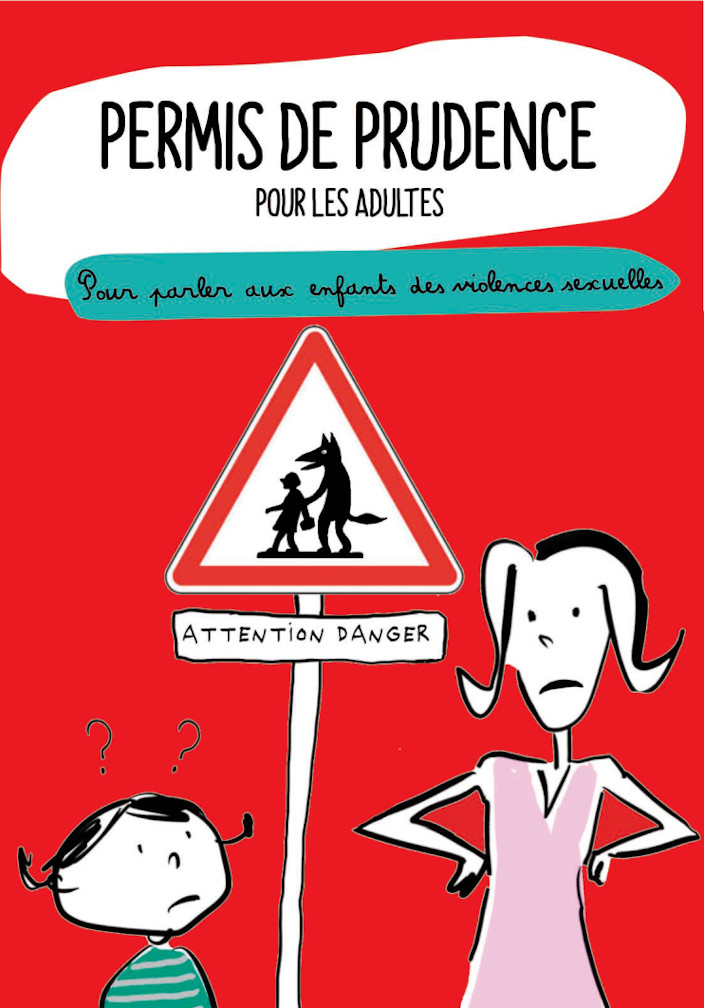 Couverture de la brochure avec le titre « Permis de prudence pour les adultes ». Sous-titre : pour parler aux enfants des violences sexuelles